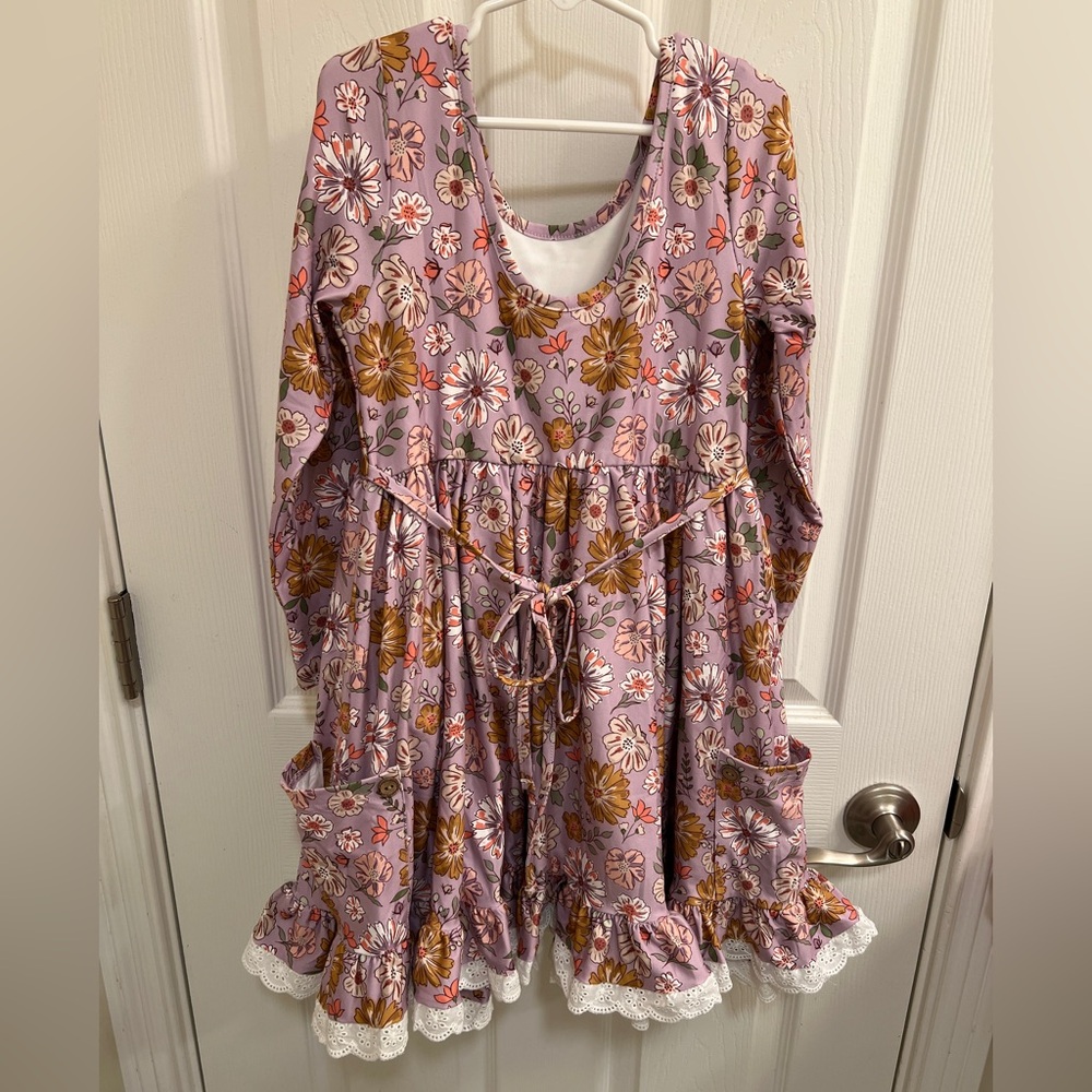 NWT Cheeky Plum Floral Myra Knit Dress 8Y - Picture 8 of 8